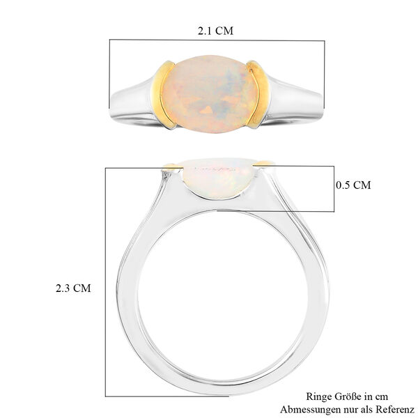 Nat&uuml;rlicher &Auml;thiopischer Opal Ring 925 Silber Zweifarbige Beschichtung image number 7