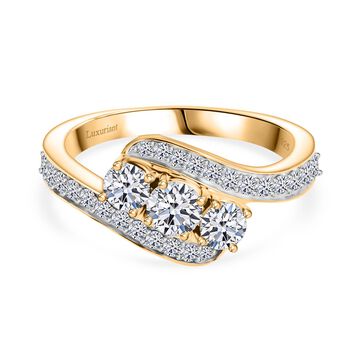 LUXURIANT DIAMOND - Lab Grown Diamant SI Ring 925 Silber 750 Gelbgold Vermeil (Gr&ouml;&szlig;e 20.00) ca. 1.00 ct