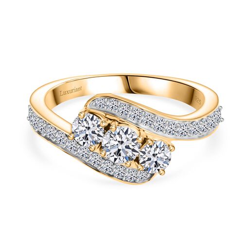 Lab Grown Diamant SI Ring 925 Silber 750 Gelbgold Vermeil (Größe 20.00) ca. 1,00 ct image number 0