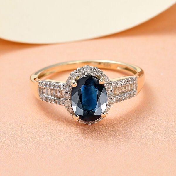 AAA Ozean-grüner Saphir und weißer Diamant-Ring - 1,93 ct. image number 2