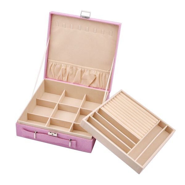 2-lagiges Schmuckk&auml;stchen mit herausnehmbarem Tablett, Rosa image number 5