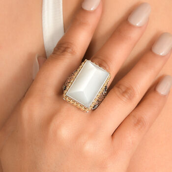 Sajen Silber-Grauer Mondstein Ring 925 Silber rhodiniert (Gr&ouml;&szlig;e 17.00) ca. 26.80 ct