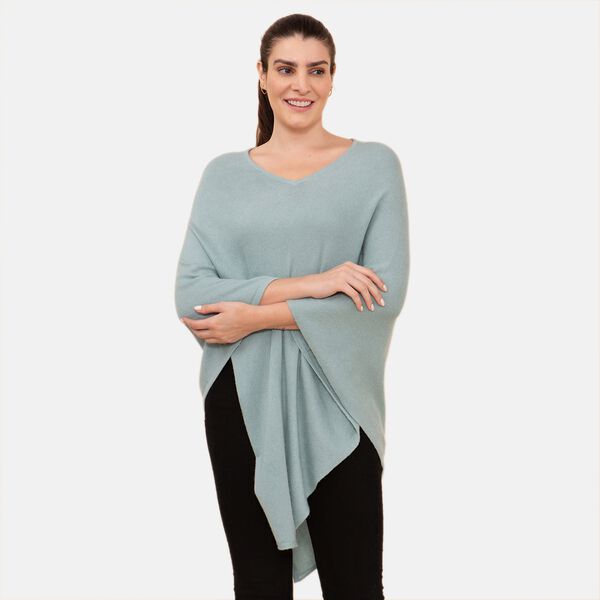 LA MAREY Superweicher Pashmina Poncho, Einheitsgr&ouml;&szlig;e Graugr&uuml;n&nbsp; image number 4