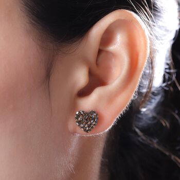 GP Heart Kollektion - Rote Diamant und blaue Saphir-Ohrstecker in Silber