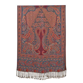 Schal mit Paisley-Muster und Fransen, Einheitsgr&ouml;&szlig;e, Rotbraun