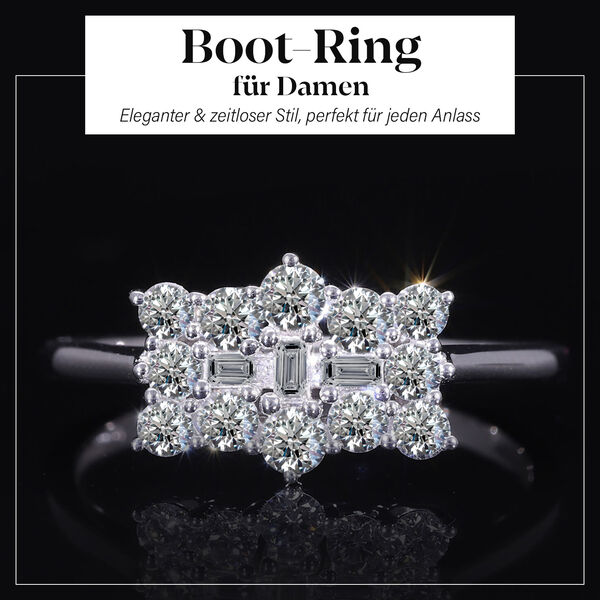 LUXURIANT SGL zertifizierter VS-EF Labor Diamant Ring, 925 Silber rhodiniert - 1 ct. image number 6