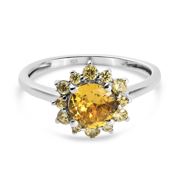 LUSTRO STELLA - Gelber Zirkonia Ring 925 Silber platiniert  ca. 1,85 ct