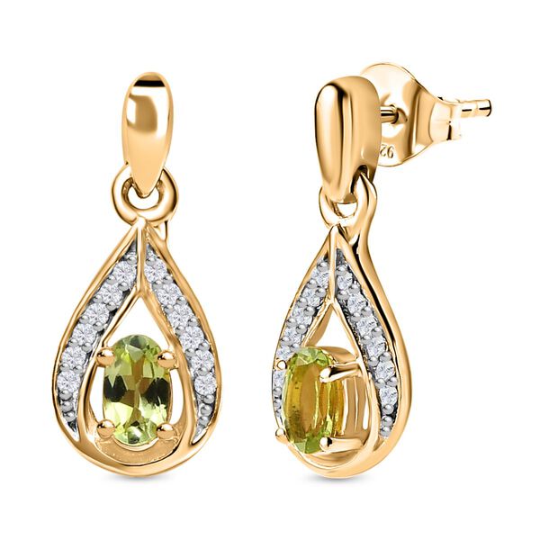 Nat&uuml;rliche AA Calabar-Turmalin, Wei&szlig;er Zirkon Ohrringe, 925 Silber Gelbgold Vermeil, ca. 0.66 ct image number 4