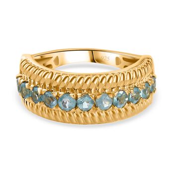 Paraiba-Apatit Ring 925 Silber Gelbgold Vermeil (Gr&ouml;&szlig;e 16.00) ca. 0,86 ct