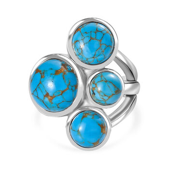 Blaues T&uuml;rkis Ring Edelstahl (Gr&ouml;&szlig;e 16.00) ca. 7,72 ct