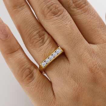 LUXURIANT SI-GH Labor Diamant Ring, 925 Silber 750 Gelbgold Vermeil - 0,50 ct.