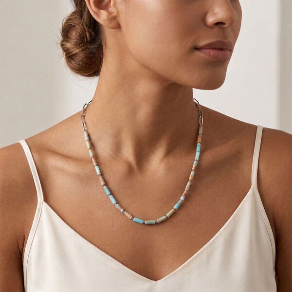 Jade Halskette ca. 50 cm + 5 cm Extender, 316L Edelstahl ca. 62.50 ct image number 2