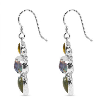 D'Joy S&uuml;&szlig;wasser Pfau Perle, Labradorit Ohrringe 925 Silber rhodiniert 13.67 ct