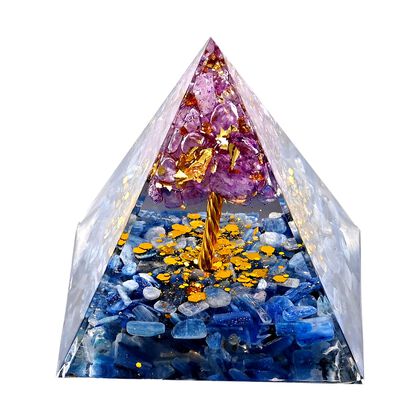 LIVMORE Kristall Pyramide Dekoration aus Kristall und Resin 6 cm Hellblau