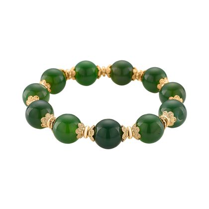 Gr&uuml;ner Achat Armband, Flexibles, Standard gelb vergoldet ca. 190,00 ct.