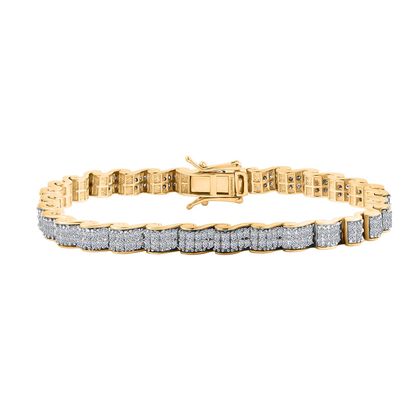 LUXURIANT DIAMANT - Lab Grown Diamant SI-GH SGL zertifiziert Armband ca. 20 cm 925 Silber 750 Gelbgold Vermeil ca. 4,50 ct.