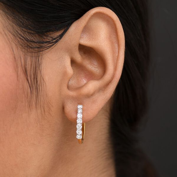 LUXURIANT SGL zertifizierte SI-GH Labor Diamant Ohrringe, 925 Silber 750 Gelbgold Vermeil - 0,99 ct. image number 2