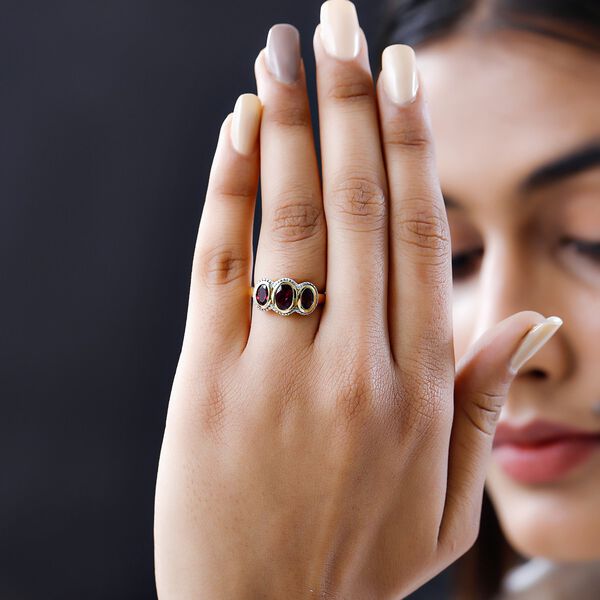 Rhodolith Granat-Ring, 925 Silber vergoldet (Gr&ouml;&szlig;e 17.00) ca. 1.94 ct image number 2