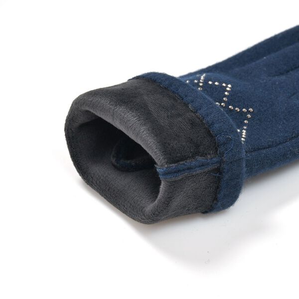 LA MAREY 2er-Set Kaschmir Mützen und Handschuhen mit Mikroplüsch-Futter, Marineblau image number 7