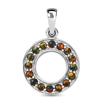 Labor erstellt schwarzen Opal Anh&auml;nger 925 Silber platiniert ca. 0,70 ct.