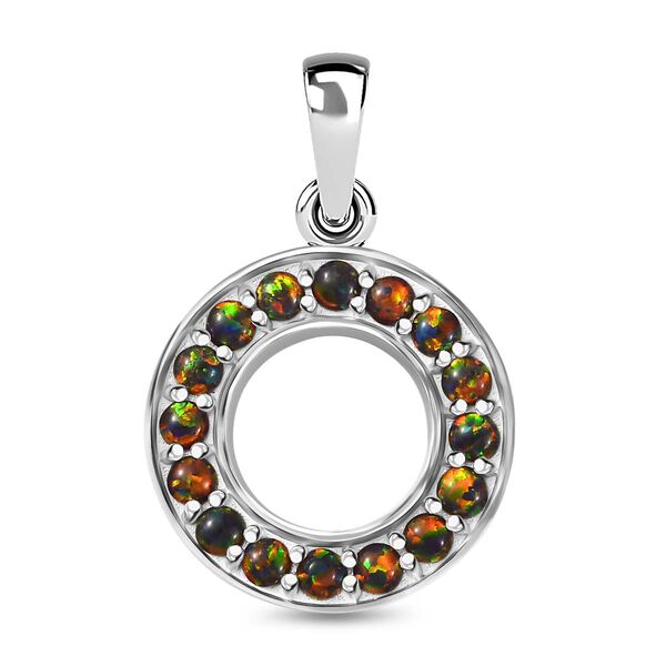 Labor erstellt schwarzen Opal Anh&auml;nger 925 Silber platiniert ca. 0,70 ct.