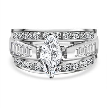 LUSTRO STELLA - New York Designer Inspiriert Zirkonia Ring 925 Silber rhodiniert (Gr&ouml;&szlig;e 17.00)