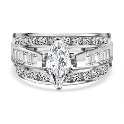 LUSTRO STELLA - New York Designer Inspiriert Zirkonia Ring 925 Silber rhodiniert (Gr&ouml;&szlig;e 17.00)