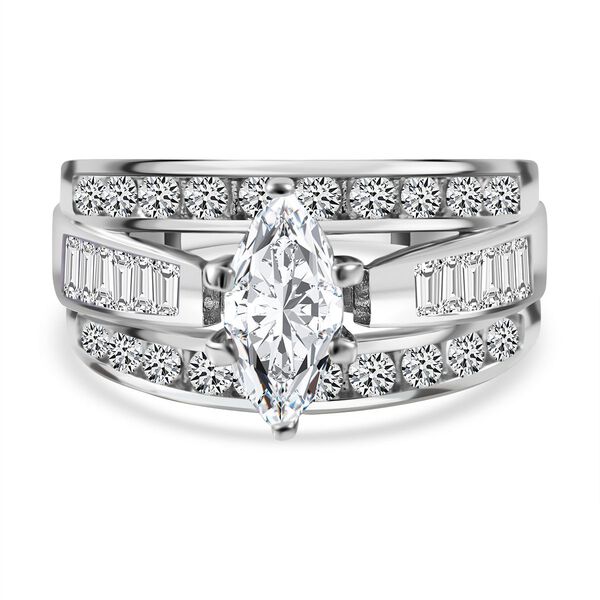 LUSTRO STELLA - New York Designer Inspiriert Zirkonia Ring 925 Silber rhodiniert (Gr&ouml;&szlig;e 17.00)