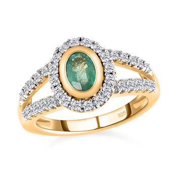 Kagem sambischer Smaragd und Zirkon-Ring - 1,39 ct.