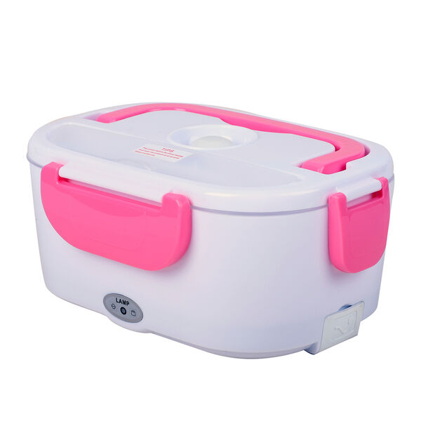 Elektroheizung Lunchbox, Rosa
Material:PP 
Gr&ouml;&szlig;e:23.5*16.5*10.5cm(1.05L)9.25*6.49*4.13INCH
Color:White+red
rating:50W
voltage:110V
2 pin UL plug power cable:100cm
 image number 2