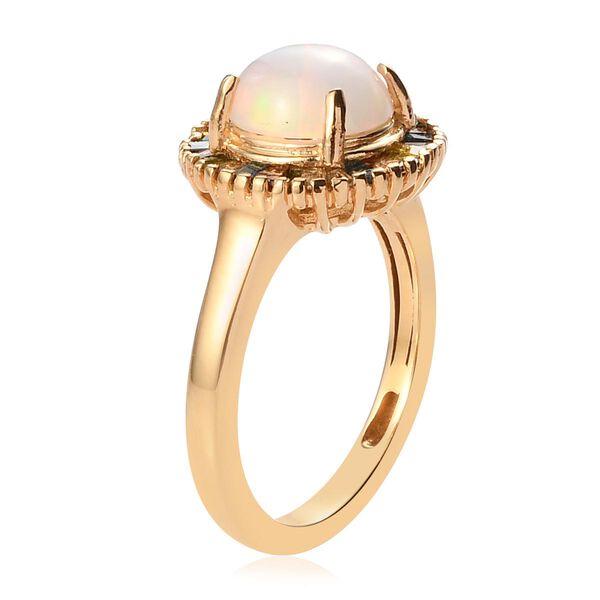 Natürlicher, äthiopischer Opal und mehrfarbiger Diamant-Ring, 925 Silber Gelbgold Vermeil  ca. 1,70 ct image number 5