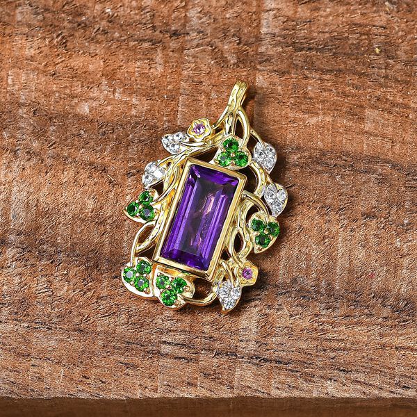 GP Italian Garden Kollektion- Afrikanischer Amethyst, Chromdiopsid, Rhodolith Granat, Zirkon und blauer Saphir-Anh&auml;nger - 4,97 ct. image number 2