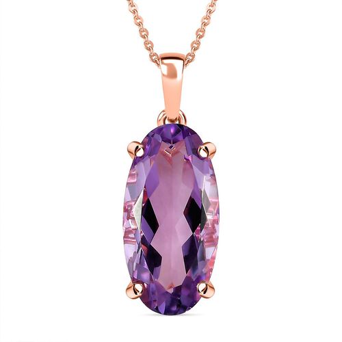 Rose De France Amethyst Solitär-Anhänger mit Kette, 925 Silber rosévergoldet ca. 8,49 ct. image number 0