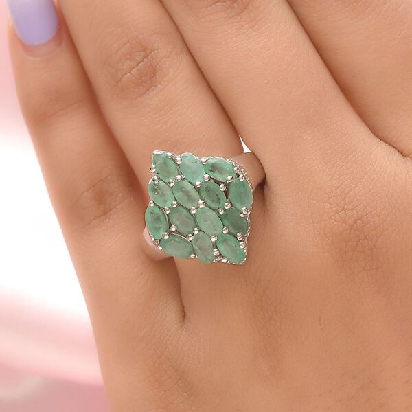 Kagem sambischer Smaragd-Ring, 925 Silber platiniert  ca. 3,29 ct image number 2