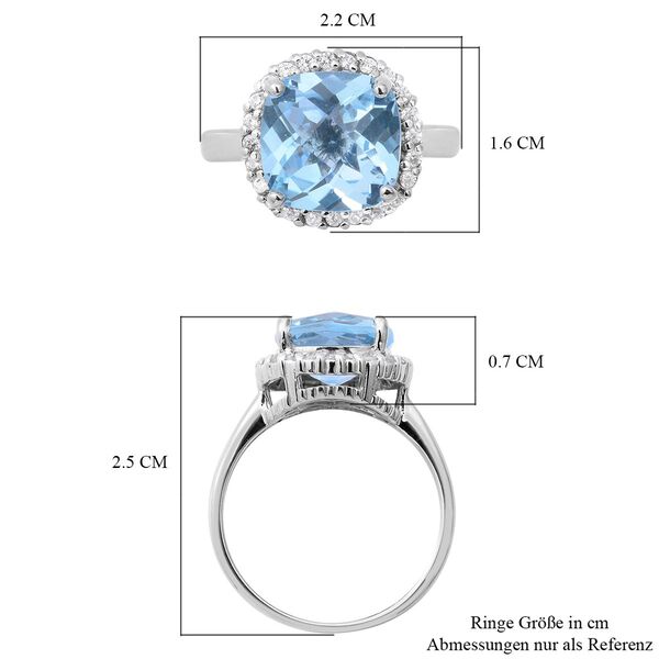 Himmelblauer Topas und wei&szlig;er Zirkon-Ring, ca. 5,35 ct image number 4