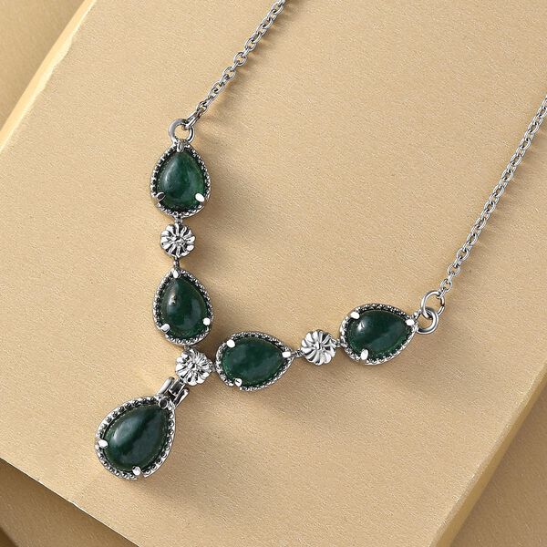 Gr&uuml;nes Aventurin-Collier, ca. 45 cm, Edelstahl ca. 8.76 ct image number 2