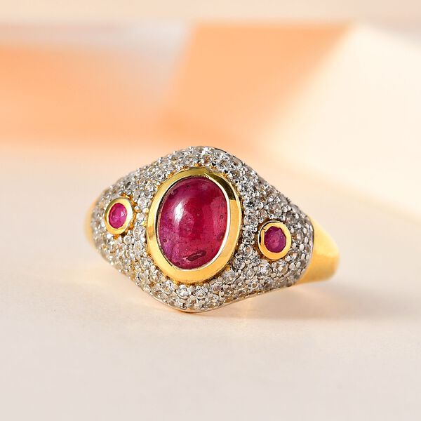 Afrikanischer Rubin und Zirkon-Ring - 3,42 ct. image number 2