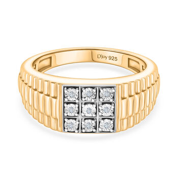 D'Joy Wei&szlig;er Diamant Ring 925 Silber Gelbes Gold (Gr&ouml;&szlig;e 19.00)