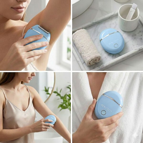 BEAUTECH 3 in 1 Shaver mit 316L Edelstahl Klinge, Aufladbar, 500 mAh, Blau image number 3