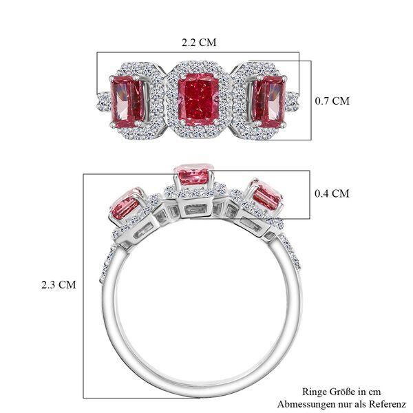 LUXURIANT VS rosa und VS-EF wei&szlig;er Labor Diamant Ring in 950 Platin - 2 ct. image number 7