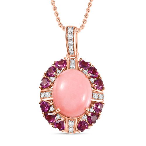AA Vinicunca-Peruanischer Opal, Rhodolith Granat Schmuckset 925 Silber 750 Gelbgold Vermeil, 925 Silber 750 Roségold Vermeil ca. 6,42 ct. image number 0