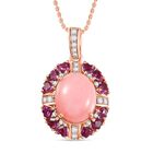 Herzklang - AA Vinicunca-Peruanischer Opal, Rhodolith Granat Anhänger mit Kette, 925 Silber 750 Gelbgold Vermeil, 925 Silber 750 Roségold Vermeil ca. 6,42 ct.