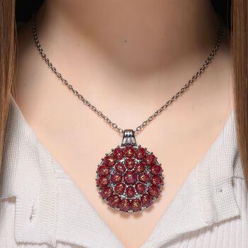 Simuliertes Rotes Opal Anh&auml;nger mit Kette ca. 50 cm + 5 cm Extender, 316L Edelstahl
