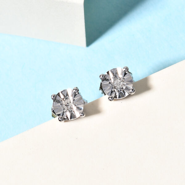 Diamant Ohrstecker 925 Silber platiniert image number 2