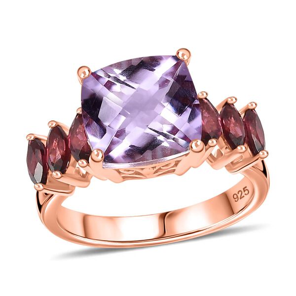 Rose De France Amethyst, Rhodolith Granat Ring 925 Silber 750 Roségold Vermeil (Größe 17.00) ca. 5,37 ct image number 4