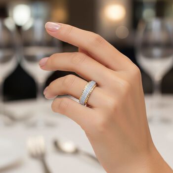 LUXURIANT DIAMOND - Lab Grown Diamant SI-GH Ring 925 Silber Rhodiniert und 750 Gelbgold Vermeil (Gr&ouml;&szlig;e 18.00) ca. 0,55 ct