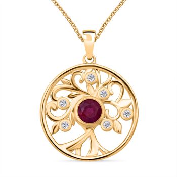 Afrikanischer Rubin und Moissanit Anh&auml;nger mit 50cm Kette - 1,57 ct.