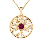 Garten der Kronjuwelen-Afrikanischer Rubin (Fissure gefüllt), Moissanit Schmuckset 925 Silber Gelbgold Vermeil ca. 1.57 ct