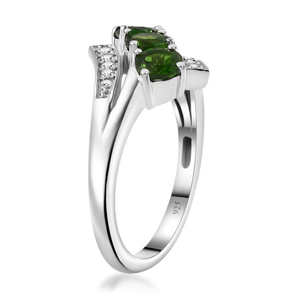 Natürlicher Chromdiopsid, Weißer Zirkon Ring 925 Silber rhodiniert (Größe 17.00) ca. 1,29 ct image number 5