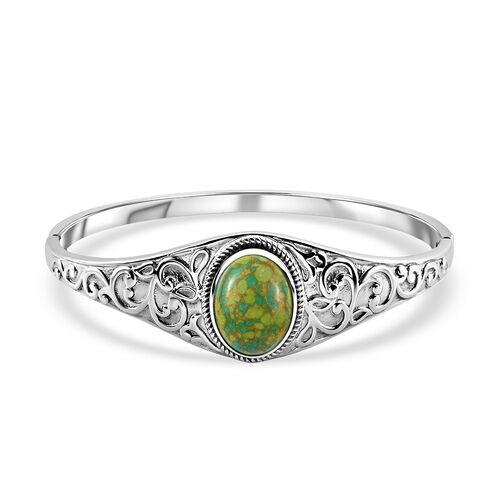 Grüner Türkis Armreif ca. 19 cm Edelstahl ca. 10.37 ct image number 0